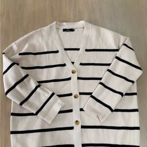Amazon Cream and Black Striped Cardigan